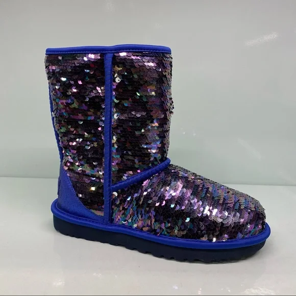 UGG |  Classic Short Sequin Navy Tonal Boots NEW In Box - Picture 3 of 8